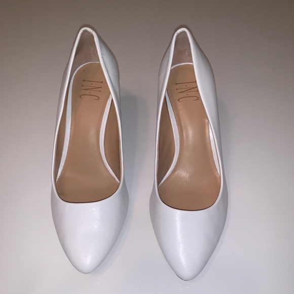 INC | Zitah White Leather 6W Pointed Toe Pumps - Picture 2 of 6